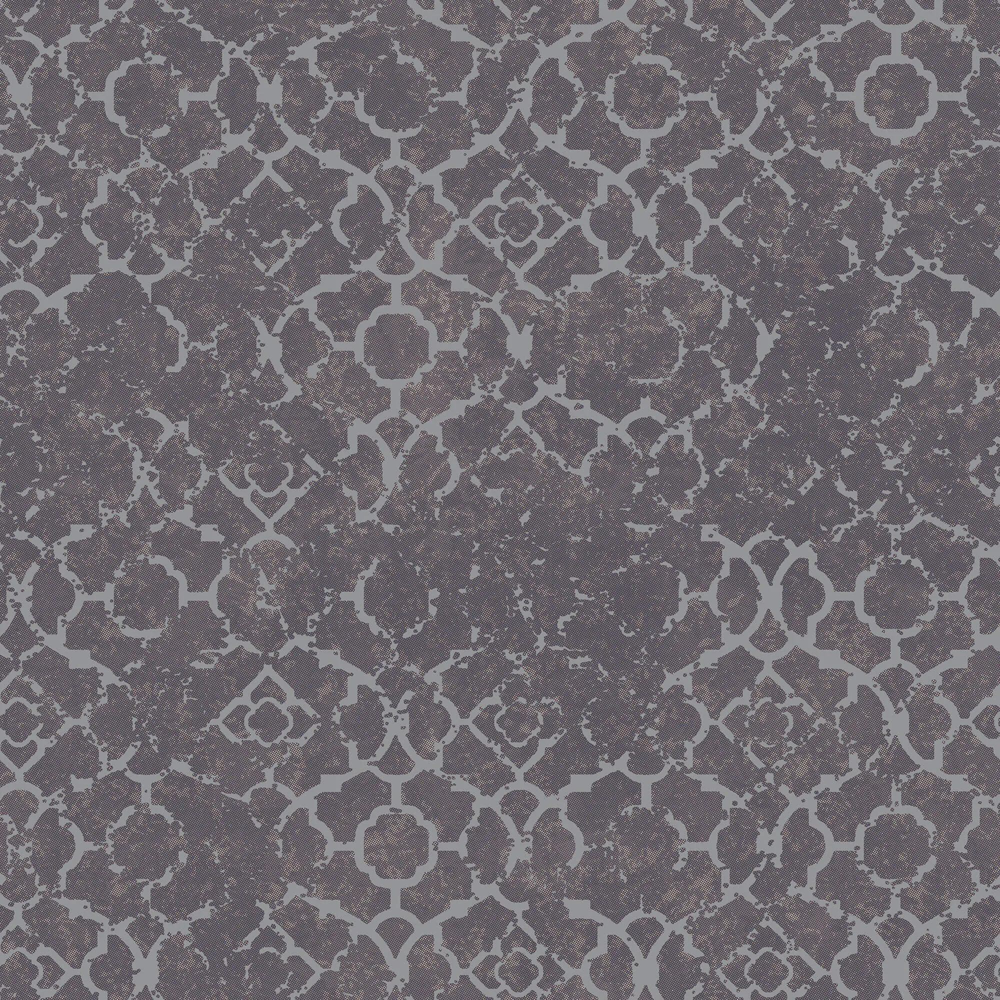 Aged Quatrefoil Purple/Silver Wallpaper from the Emporium Collection