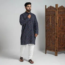 Ajrakh Block Printed Cotton Men Long Kurta 18