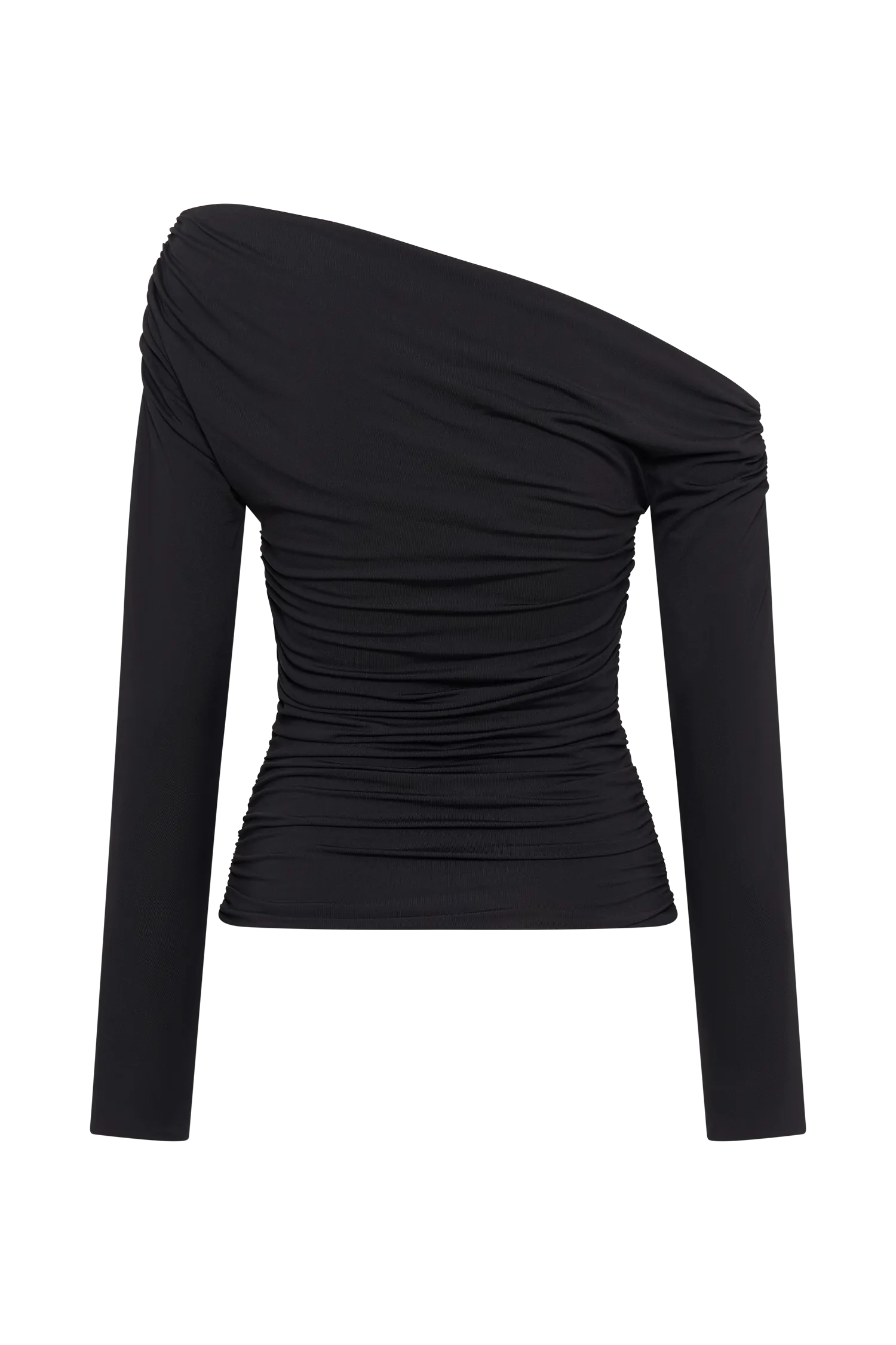 Alayna Long Sleeve Recycled Nylon Ruched Top - Black