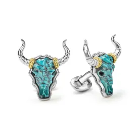 Anthem Black Turquoise Long Horn Cufflinks