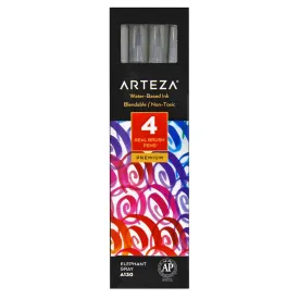 Arteza Pack Of 4 Real Brush Pens Water Based Ink Elephant Gray