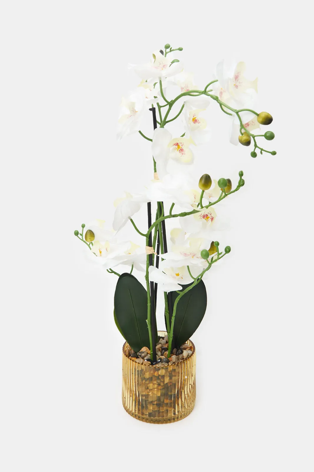 Artificial Orchid Flower In Glass Vase