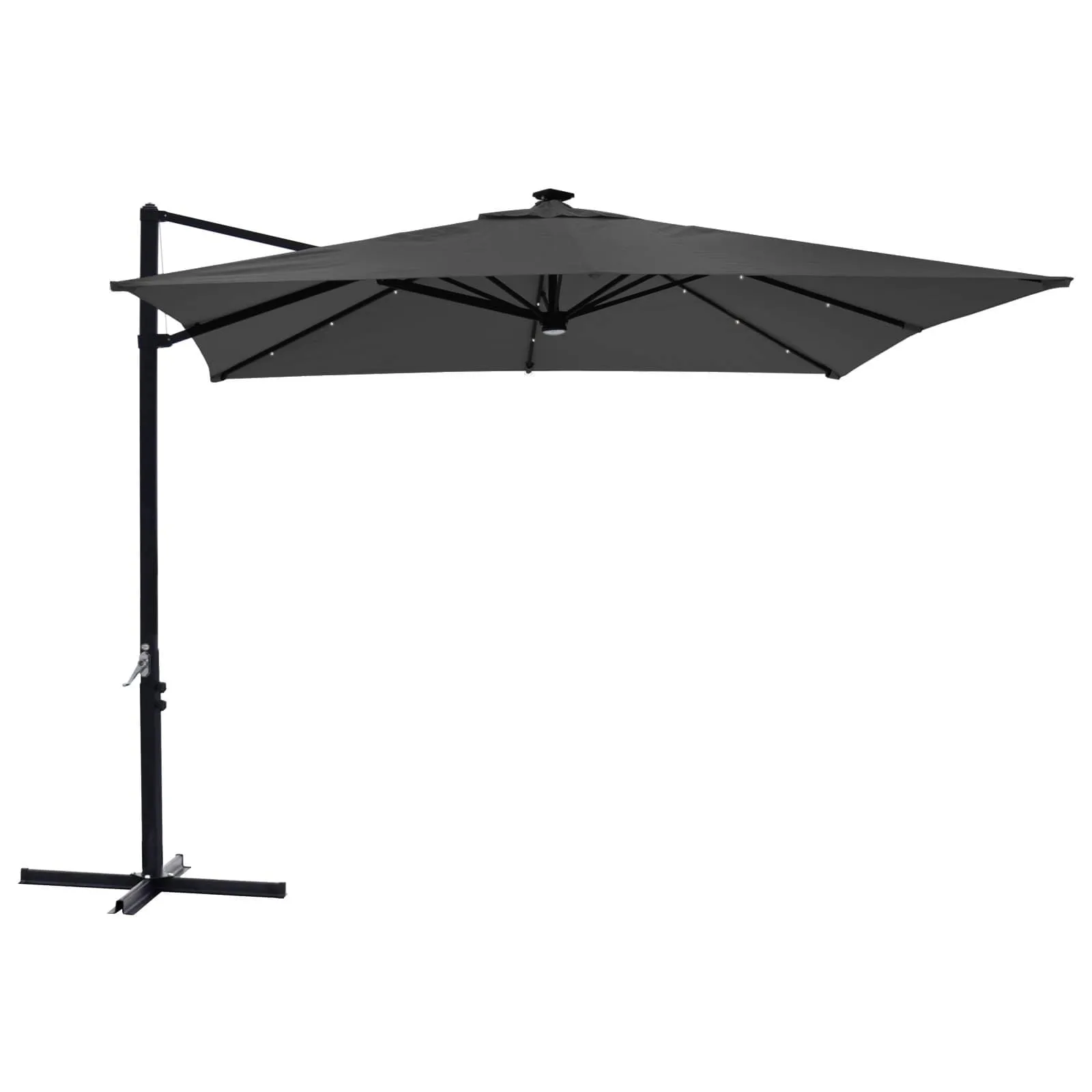 Azuma 3m Square Parasol Solar LED Lights Offset Garden Canopy