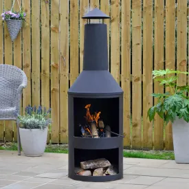 Azuma Rekka Wood Burner Black Fire Pit Chimney Patio Heater