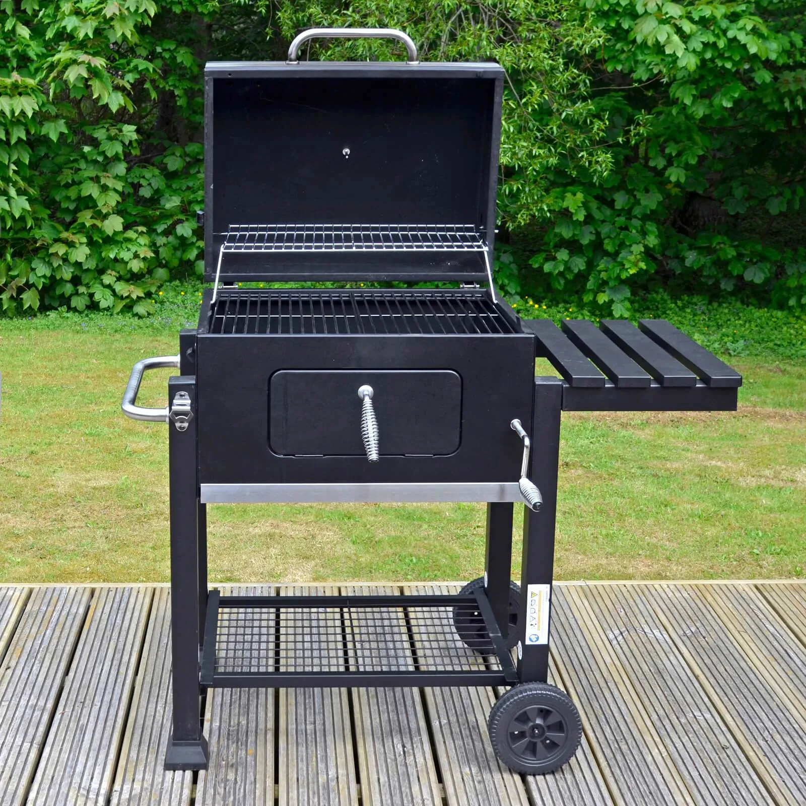 Azuma Rhino Charcoal BBQ Barbecue Black Steel Grill With Wheels