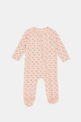 Babies Pink Printed Jumpsuit Coat