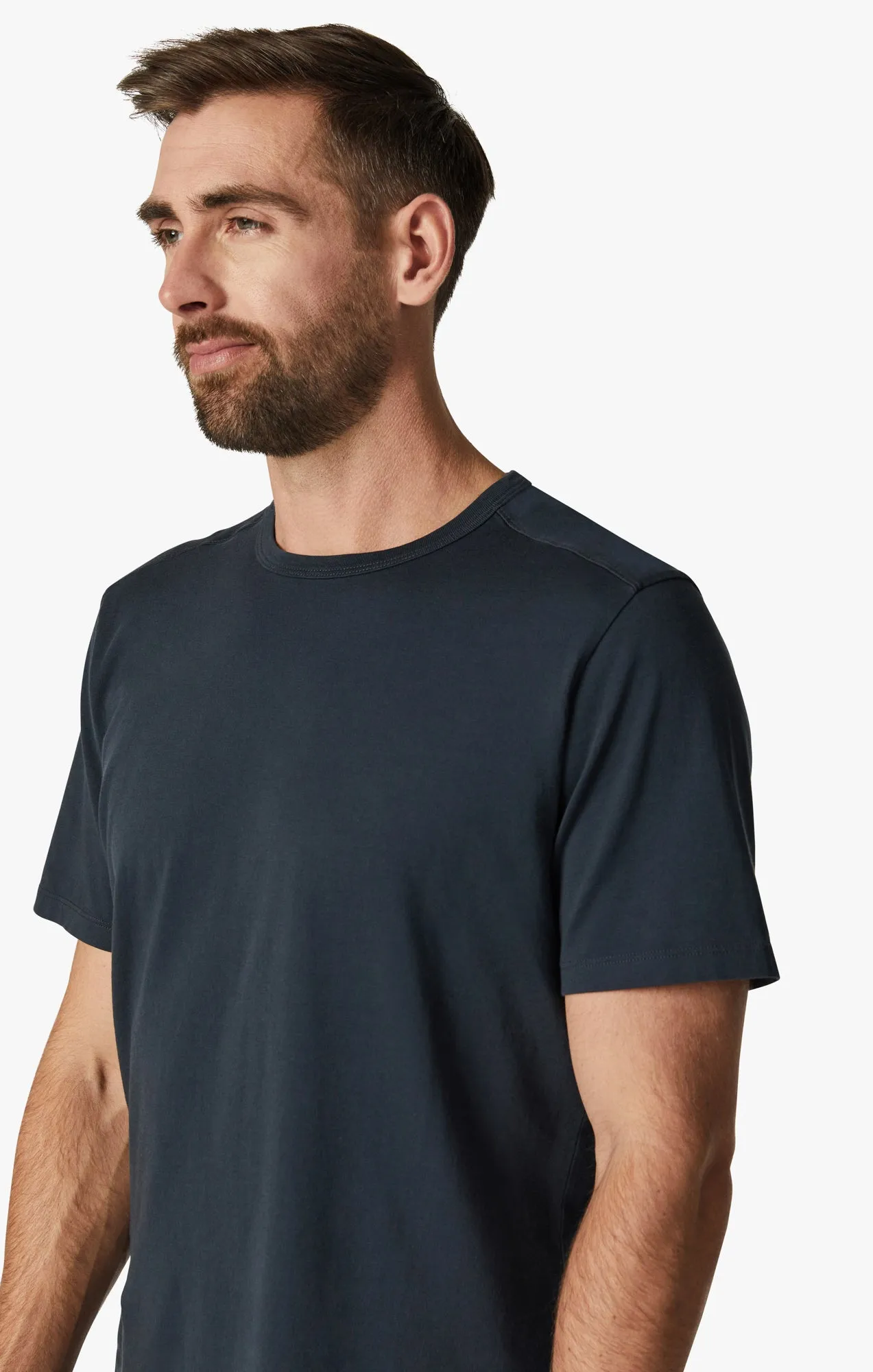 Basic Crew Neck T-Shirt in Blue Berry