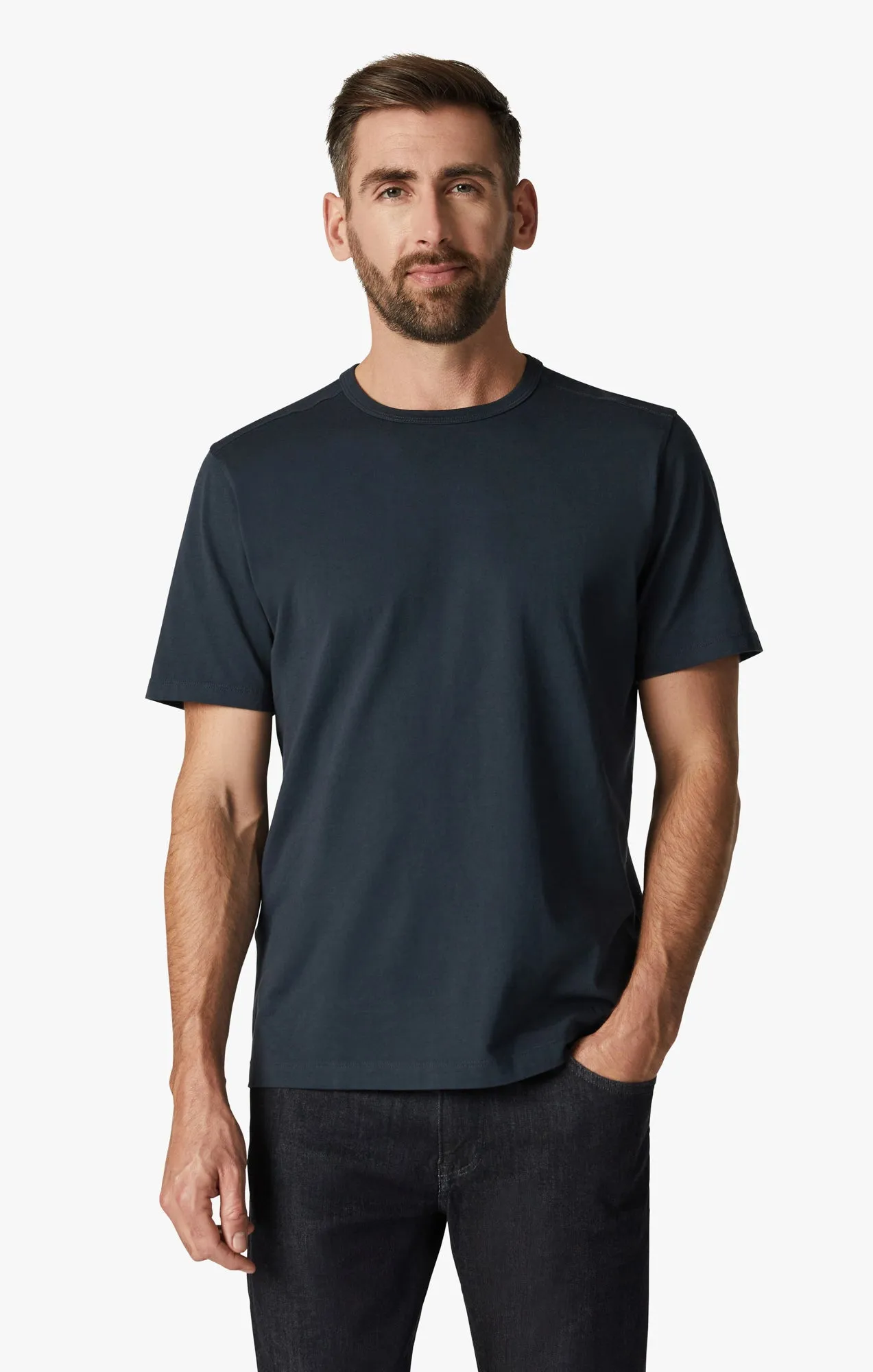 Basic Crew Neck T-Shirt in Blue Berry