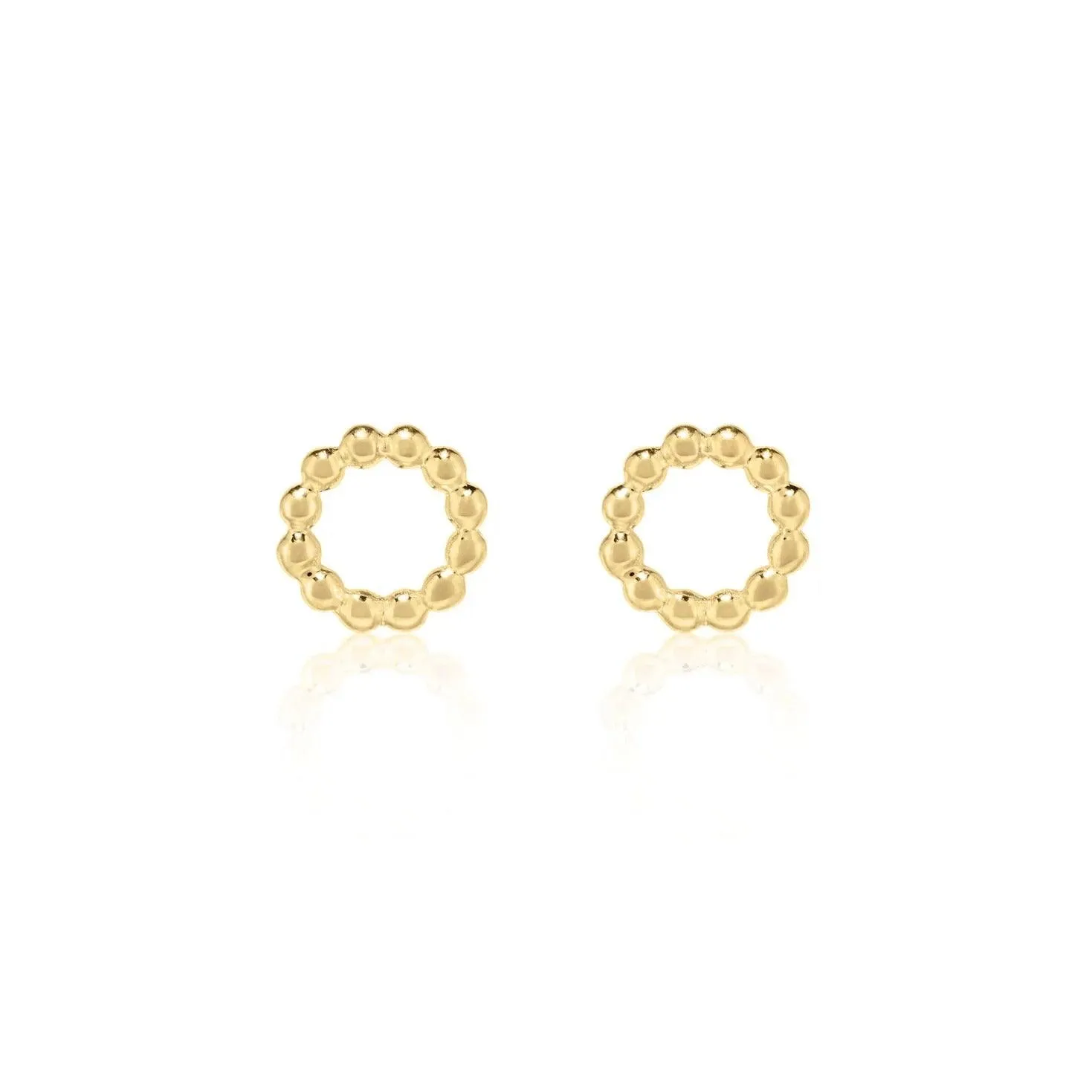 Beaded Circle Stud Earring - Gold