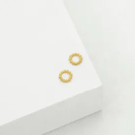 Beaded Circle Stud Earring - Gold