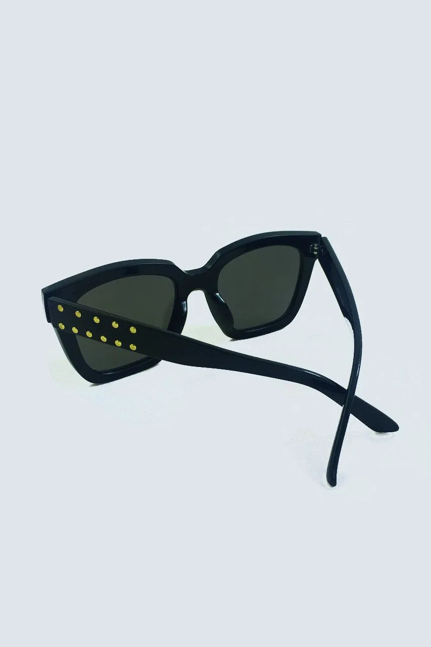 Black & Gold Studded Wayfarer