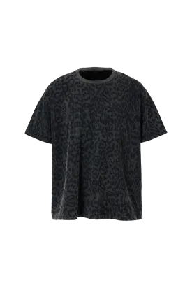 Black Cotton Leopard Print T-Shirt