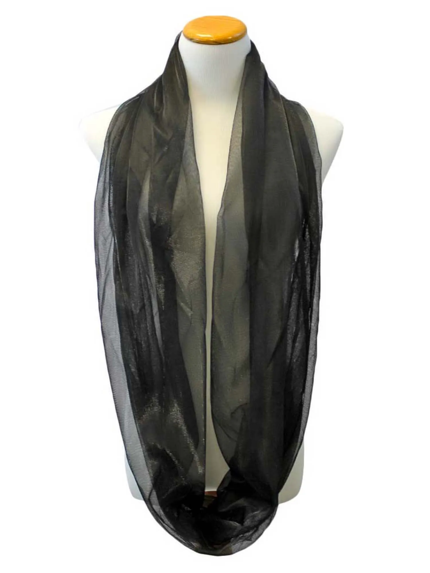 Black Shimmery Sheer Ring Scarf