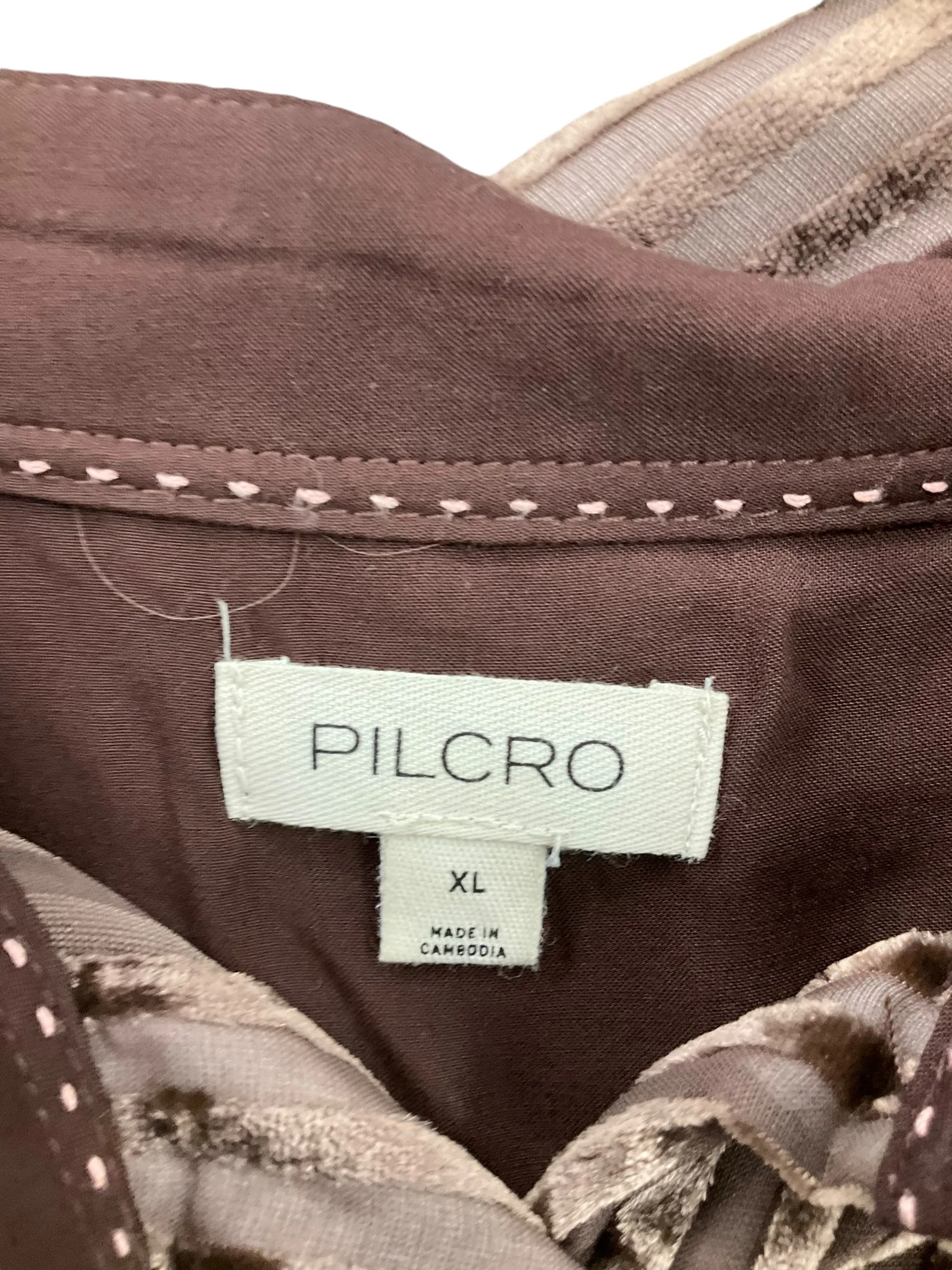 Blouse Long Sleeve By Pilcro In Brown, Size: Xl