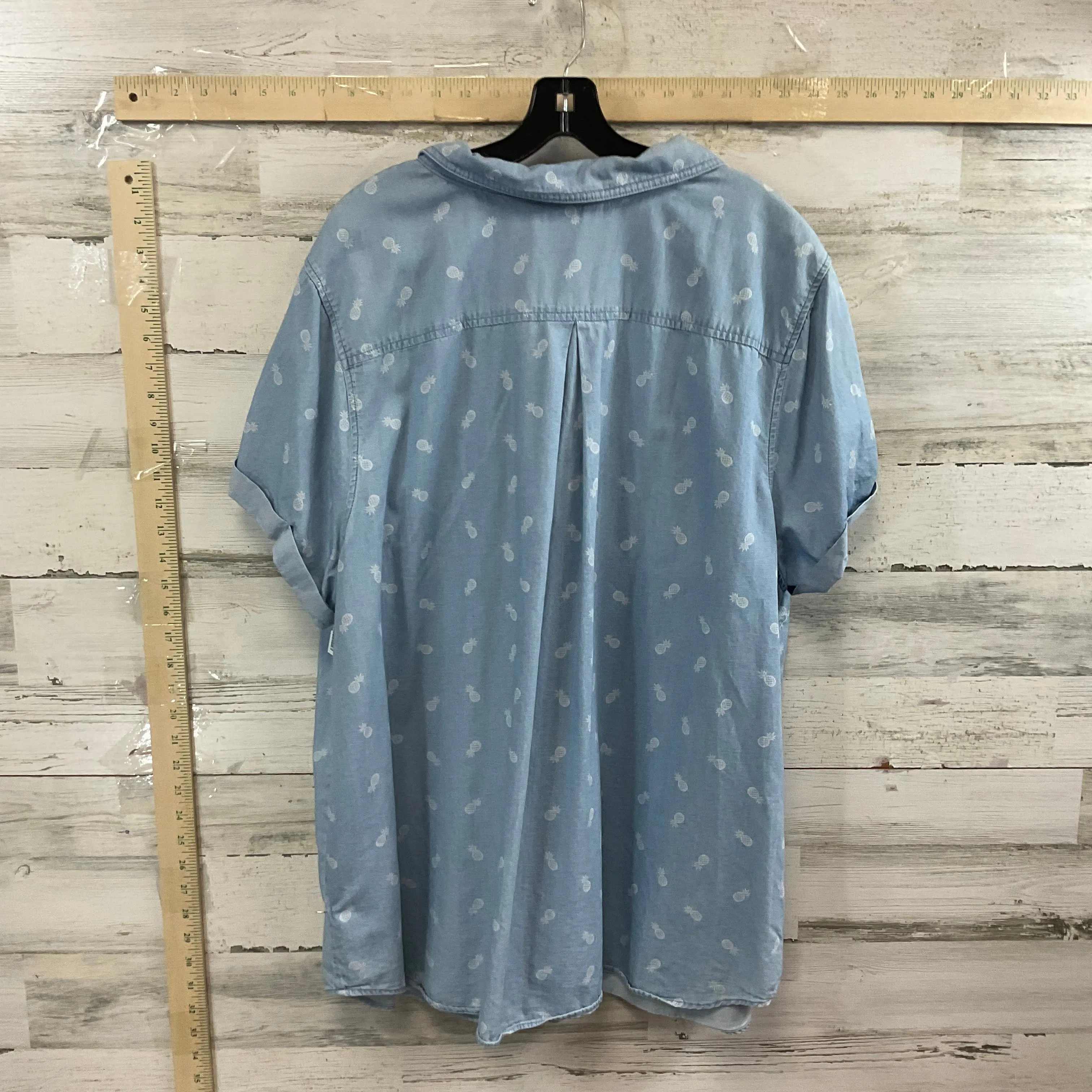 Blue Blouse Long Sleeve Cj Banks, Size 3x