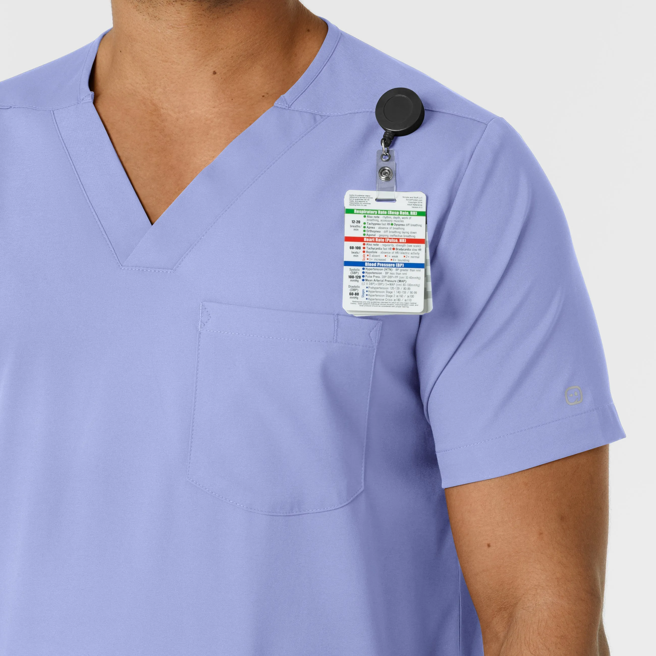 Boundless Men's Multi Pocket V-Neck Scrub Top - Ceil Blue