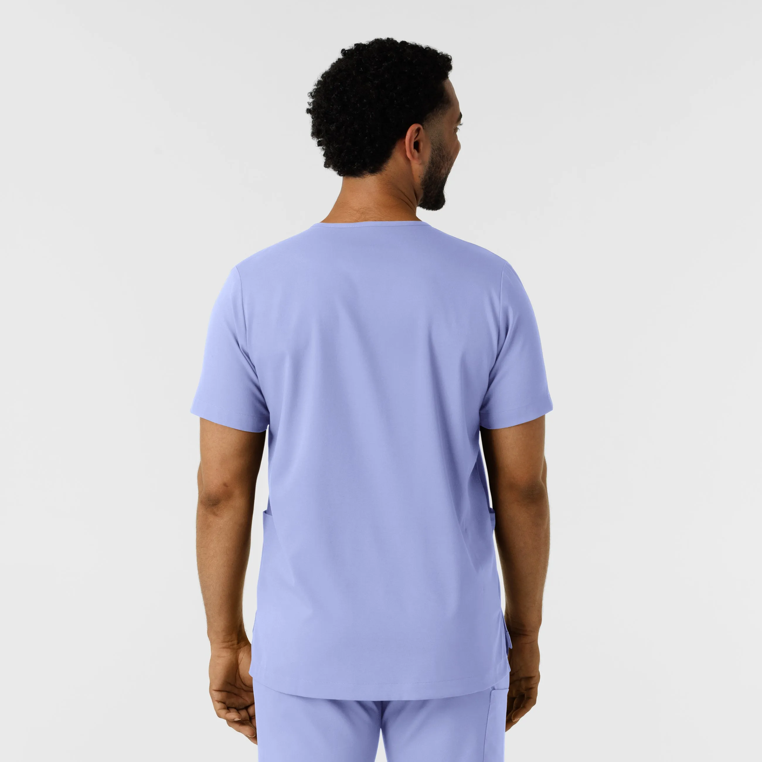 Boundless Men's Multi Pocket V-Neck Scrub Top - Ceil Blue