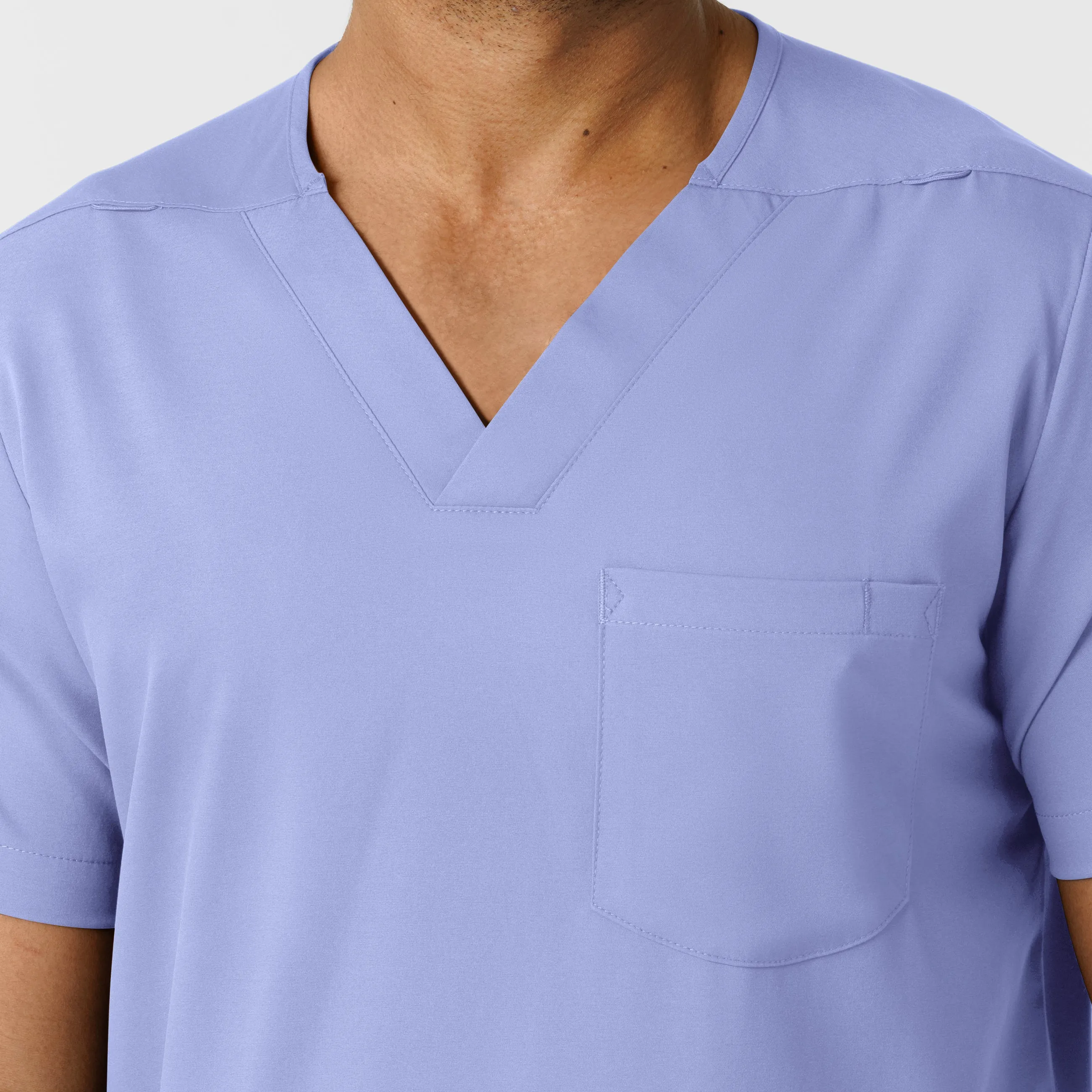 Boundless Men's Multi Pocket V-Neck Scrub Top - Ceil Blue