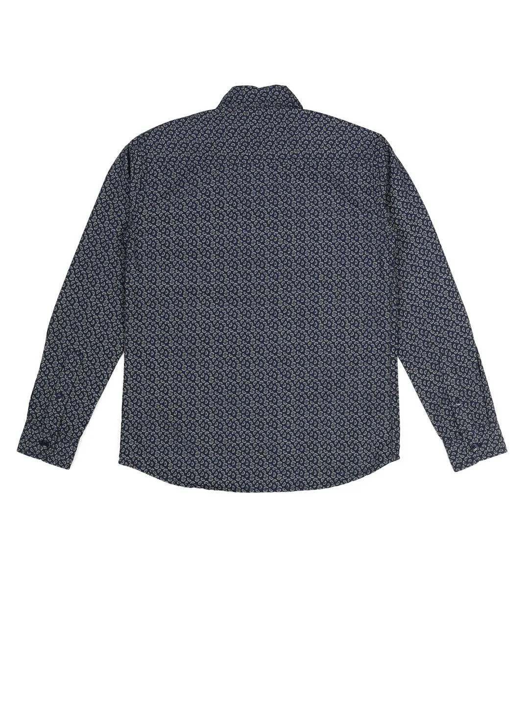 BOY'S NAVY PRINTED REGULAR FIT SHIRT