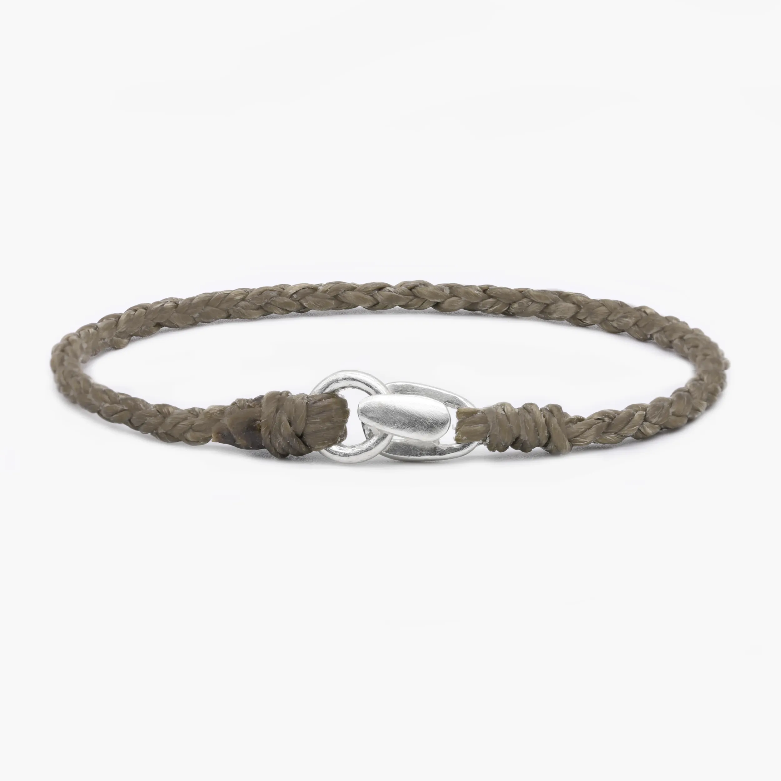 Braided "Antibes" Bracelet With Silver Clasp (Light Brown)