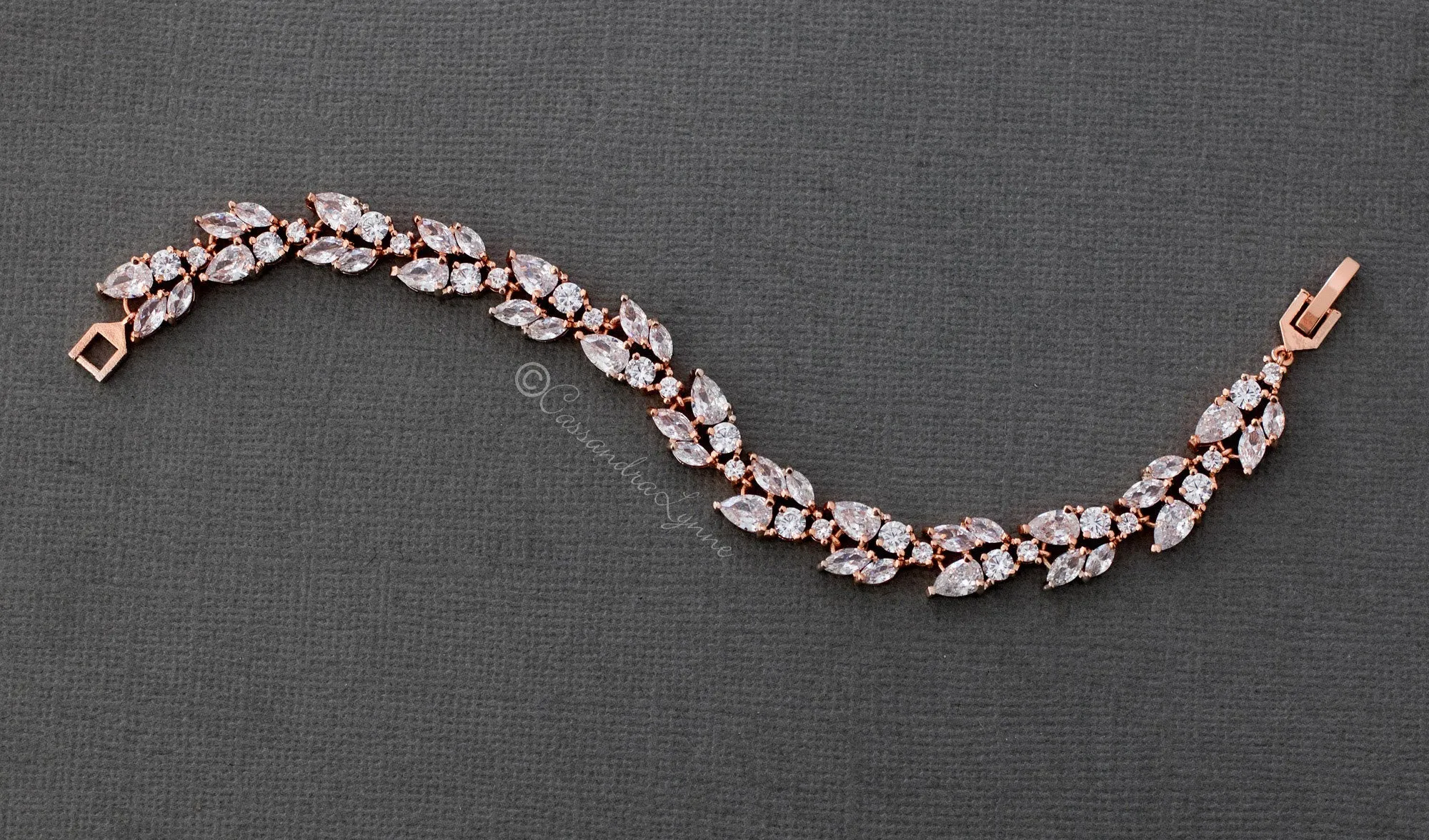 Bridal Bracelet with Marquise Leaf CZ