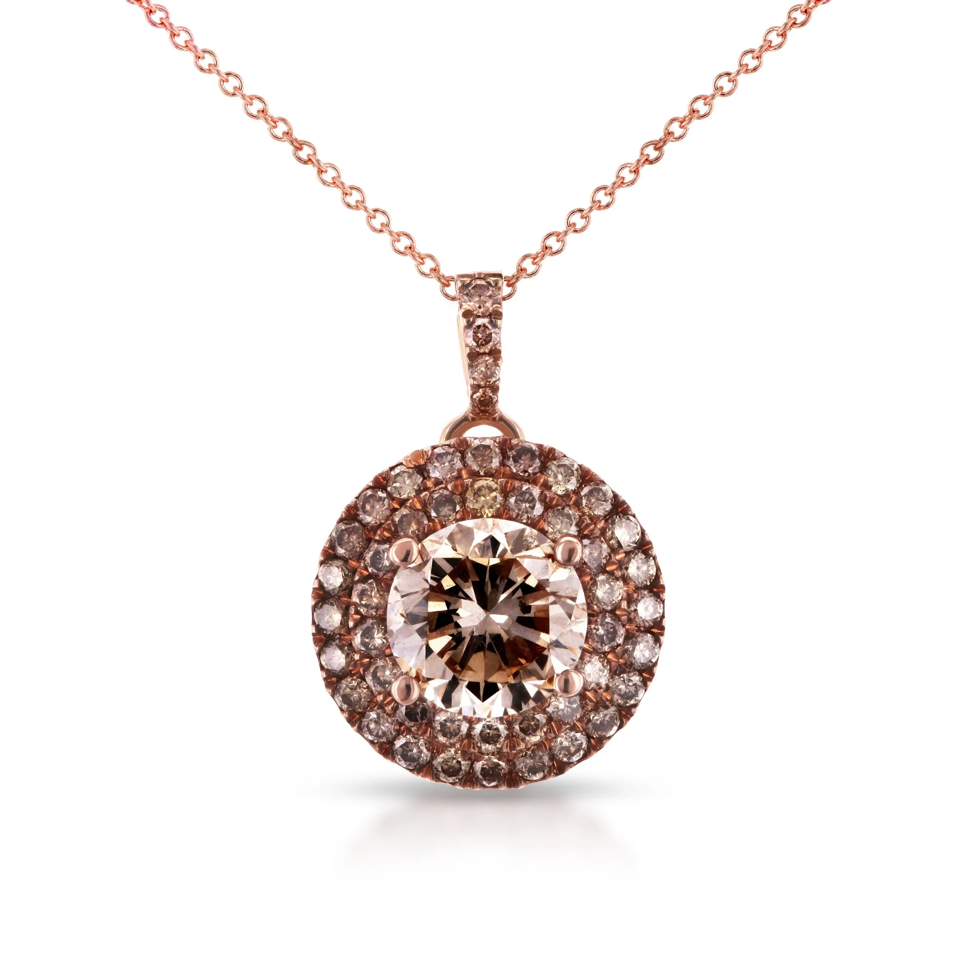 Brown & Champagne Diamond Rose Gold Necklace