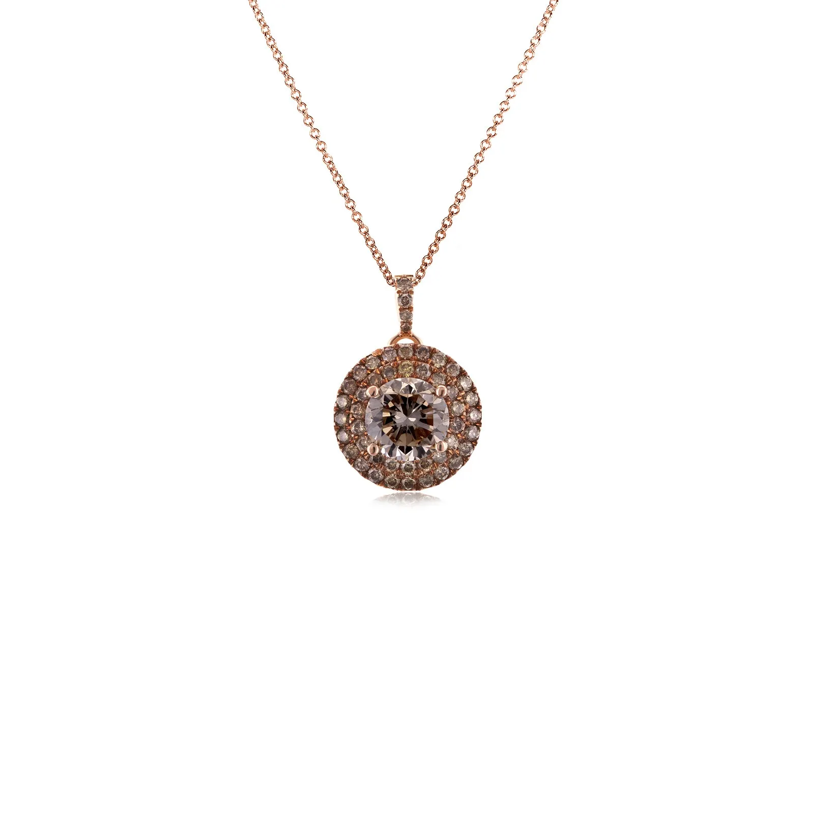 Brown & Champagne Diamond Rose Gold Necklace