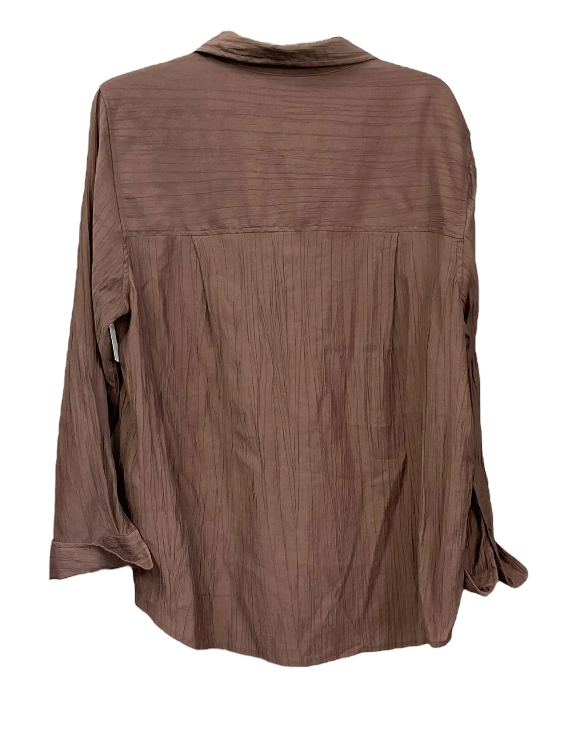 Brown Blouse Long Sleeve A New Day, Size Xl