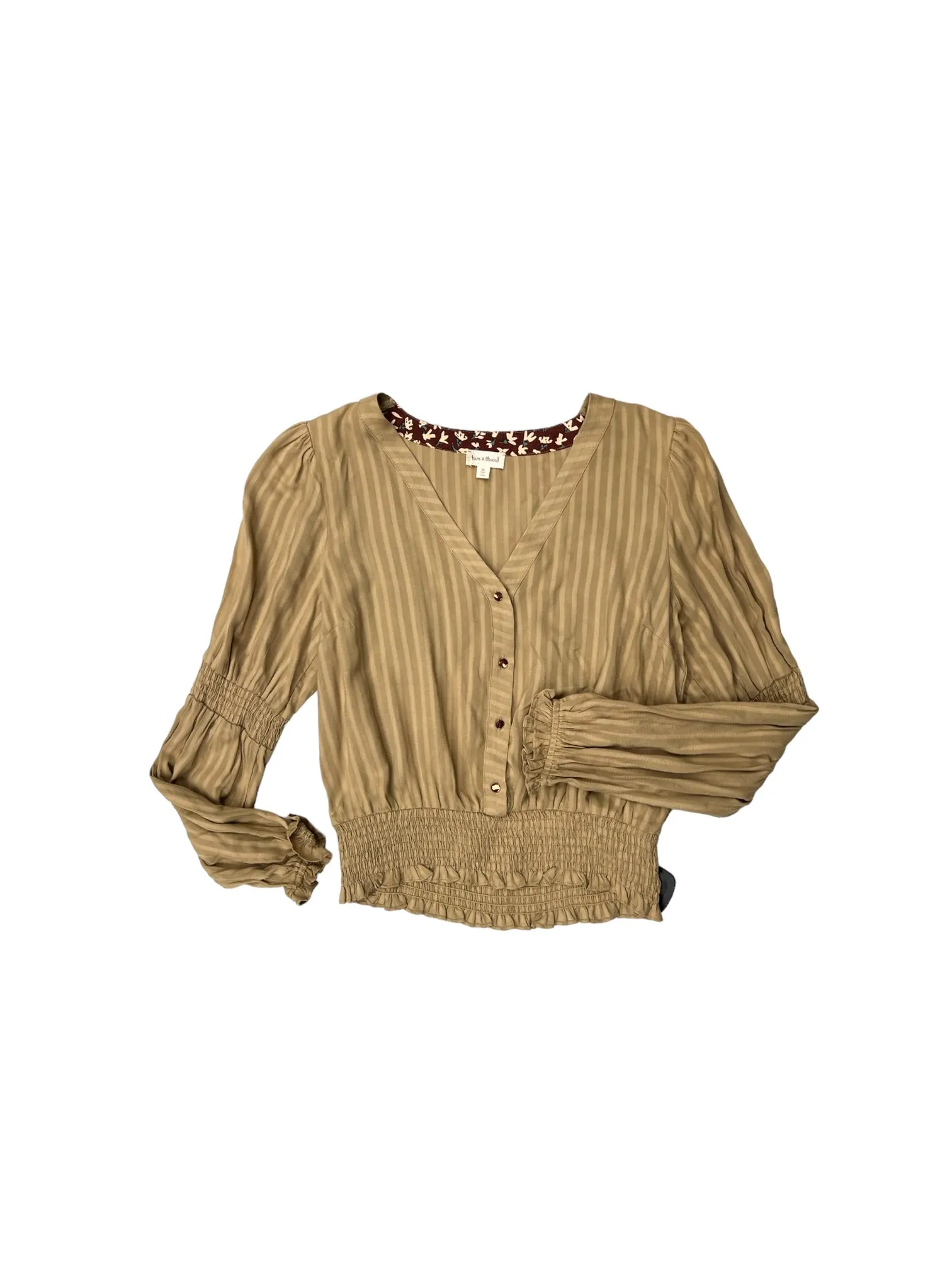 Brown Top Long Sleeve Hem & Thread, Size M