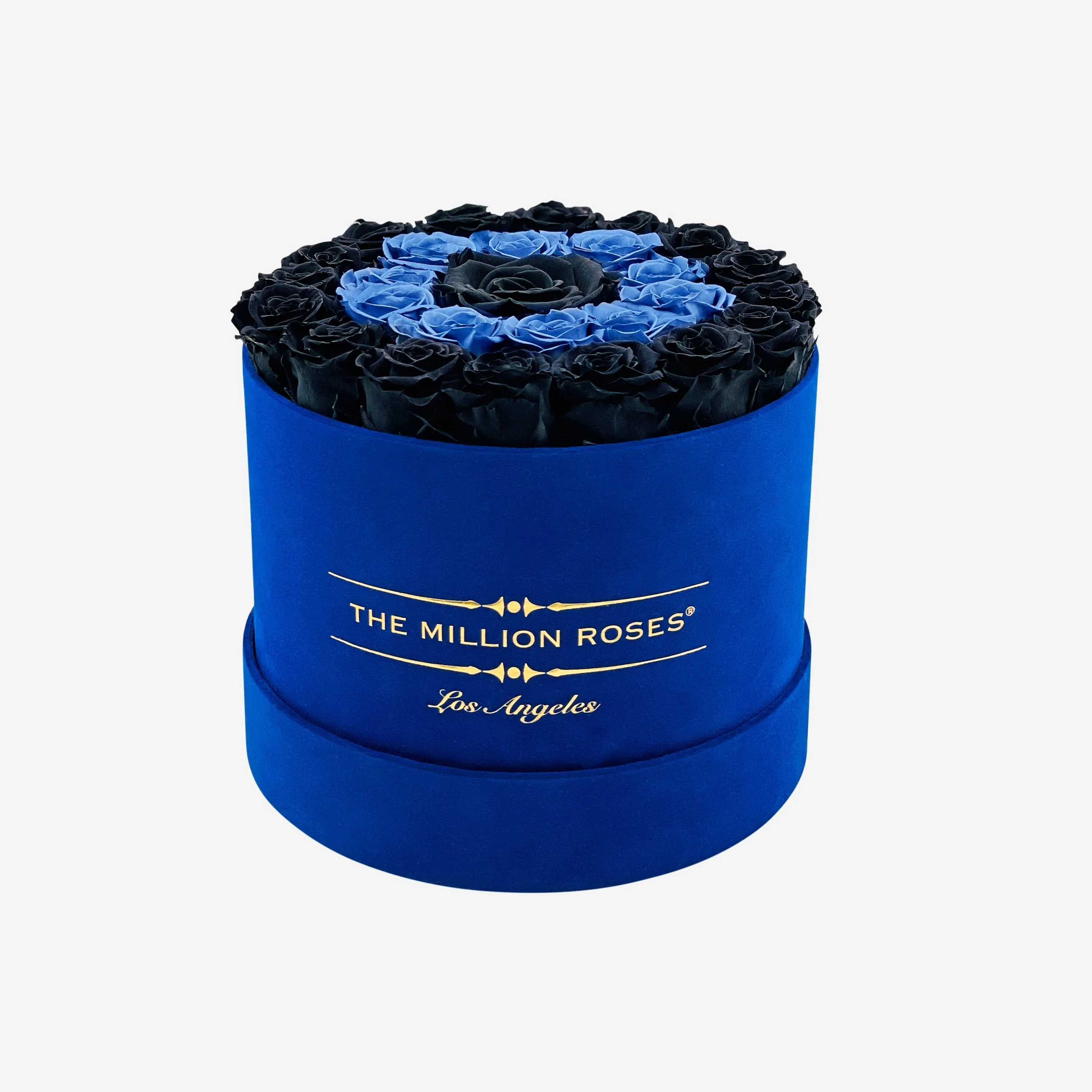 Classic Royal Blue Suede Box | Black & Smoky Blue Roses | Target