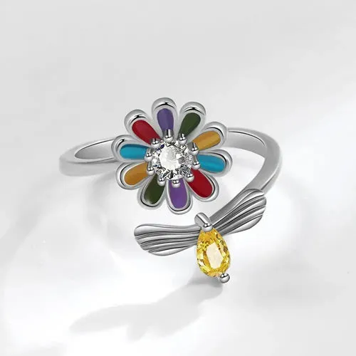 Colourful Flower Sensory Fidget Anxiety Ring S295 (adjustable)