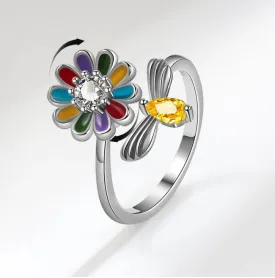 Colourful Flower Sensory Fidget Anxiety Ring S295 (adjustable)