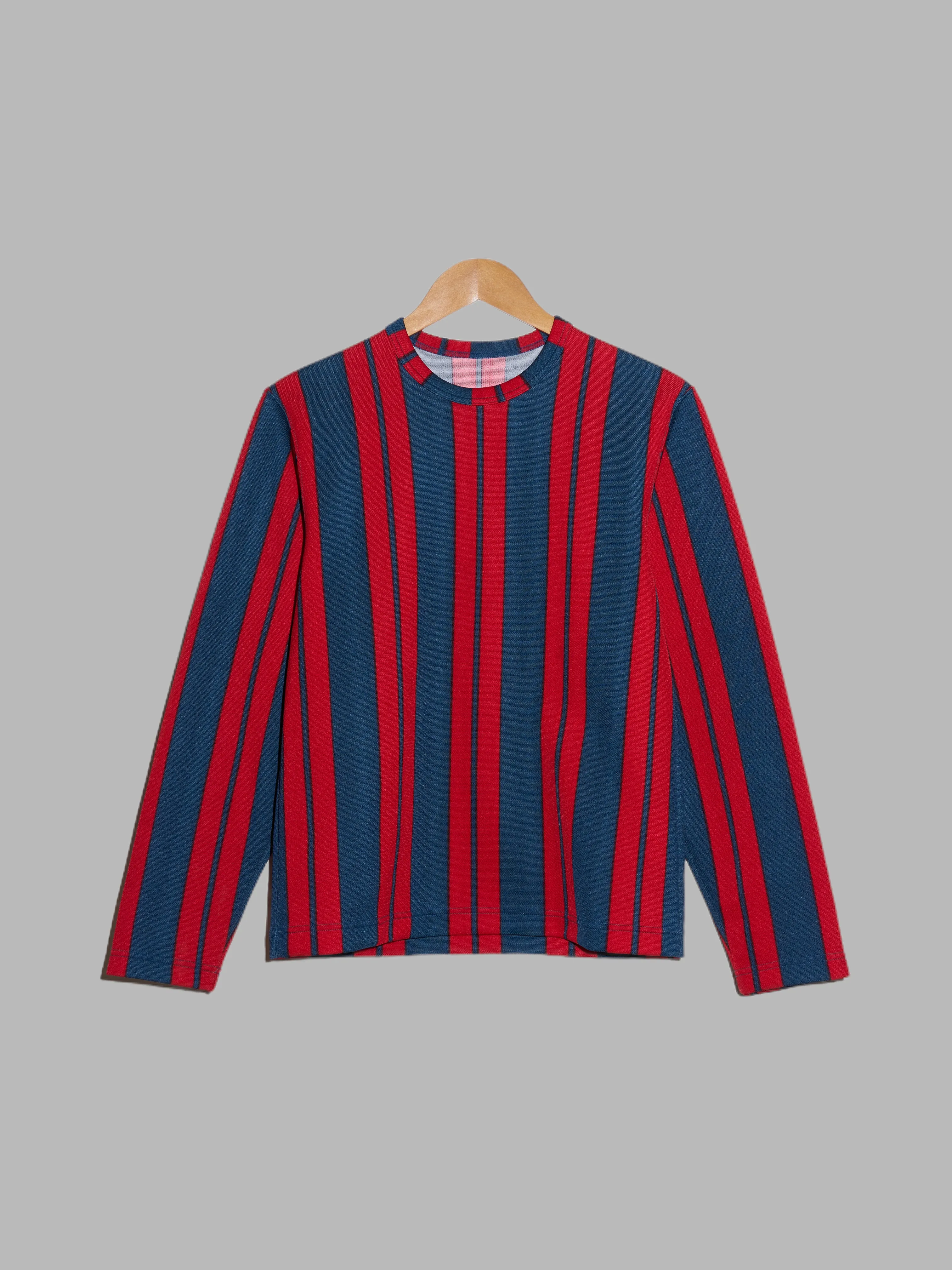 Comme des Garcons Homme 2000 blue and red striped polyester long sleeve top - S