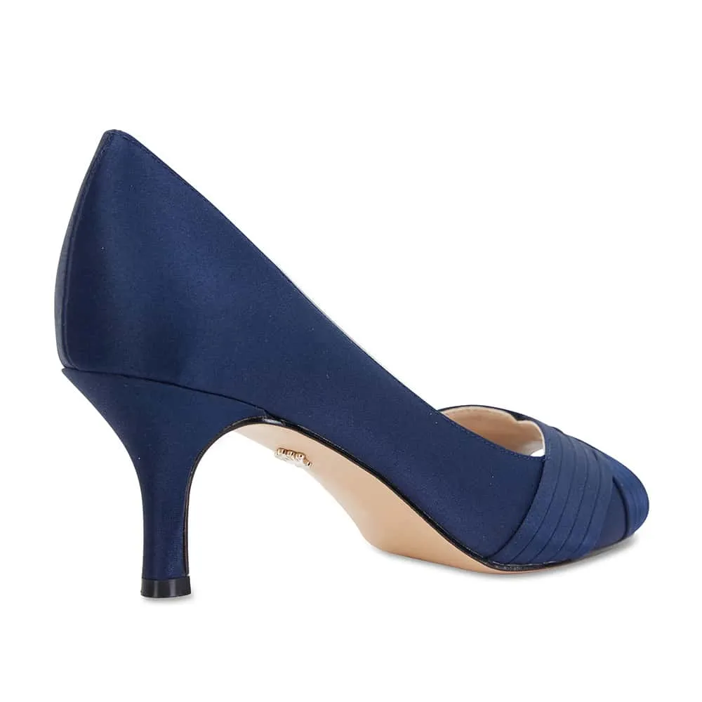 Contesa Heel in Navy Satin