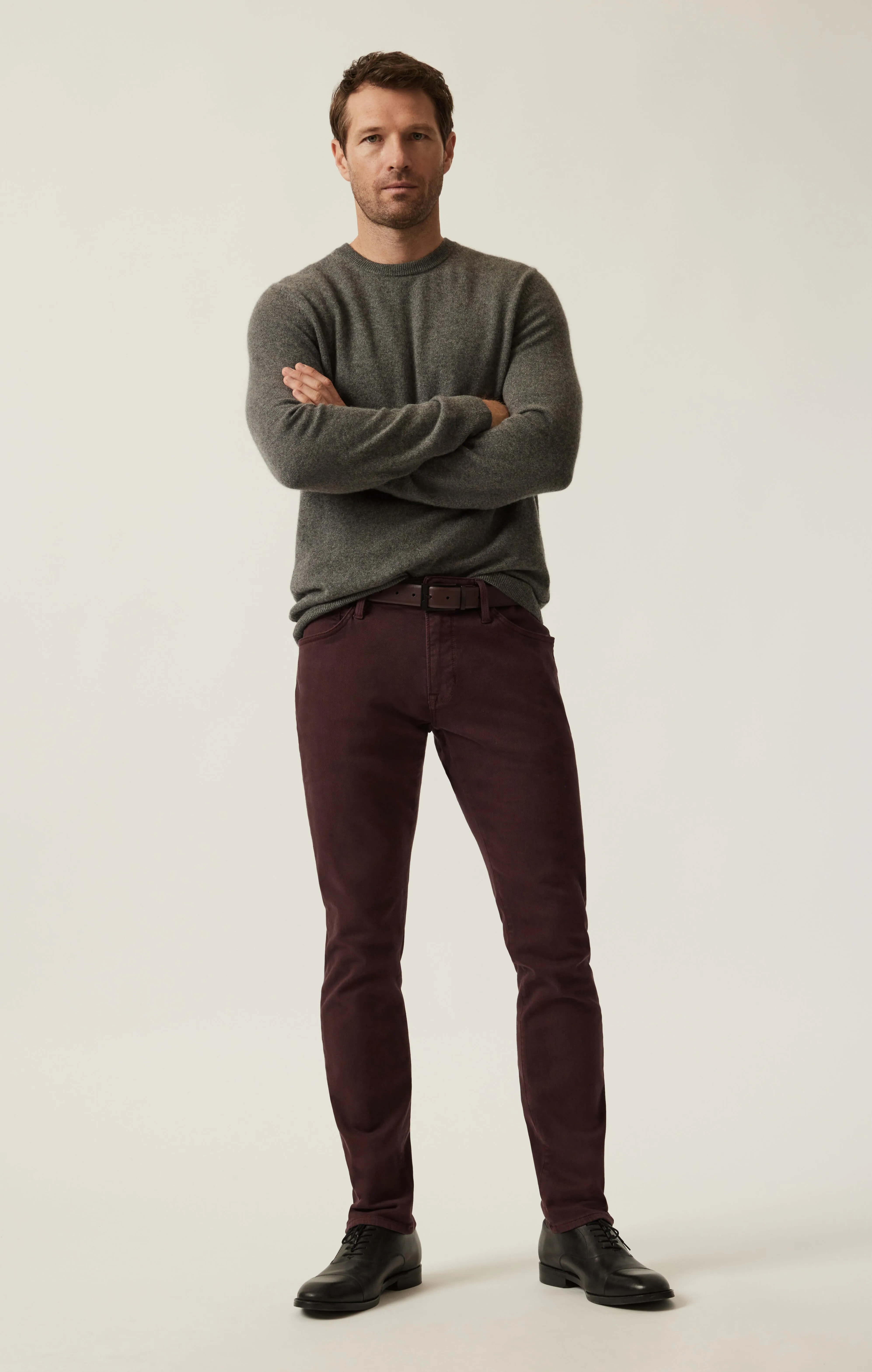 Cool Tapered Leg Pants in Burgundy Diagonal