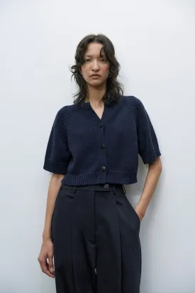 Cordera - Cotton Buttoned Top - Navy