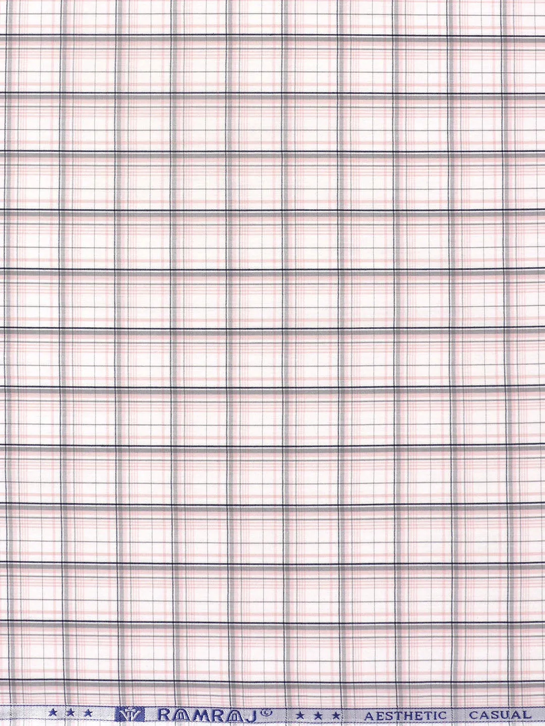 Cotton Rich Checked Shirt Fabric Pink with White High Style