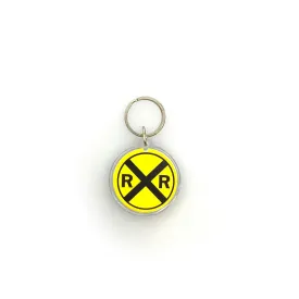 CSX Transportation RR Crossing Souvenir Keychain Key Ring Round Clear Acrylic