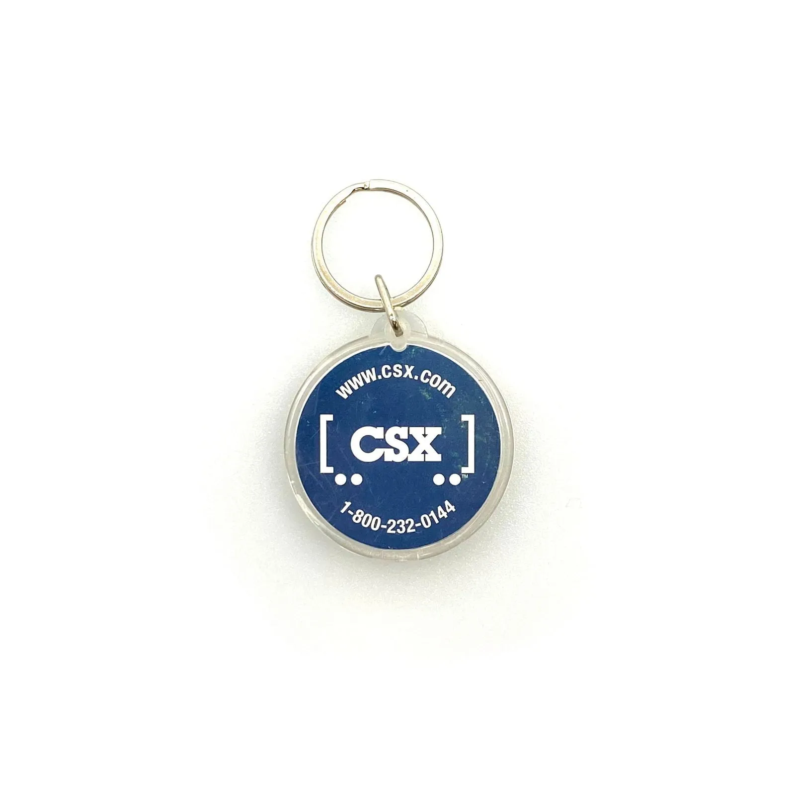 CSX Transportation RR Crossing Souvenir Keychain Key Ring Round Clear Acrylic