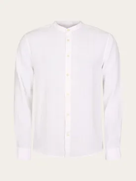 Custom fit linen stand collar shirt - Bright White