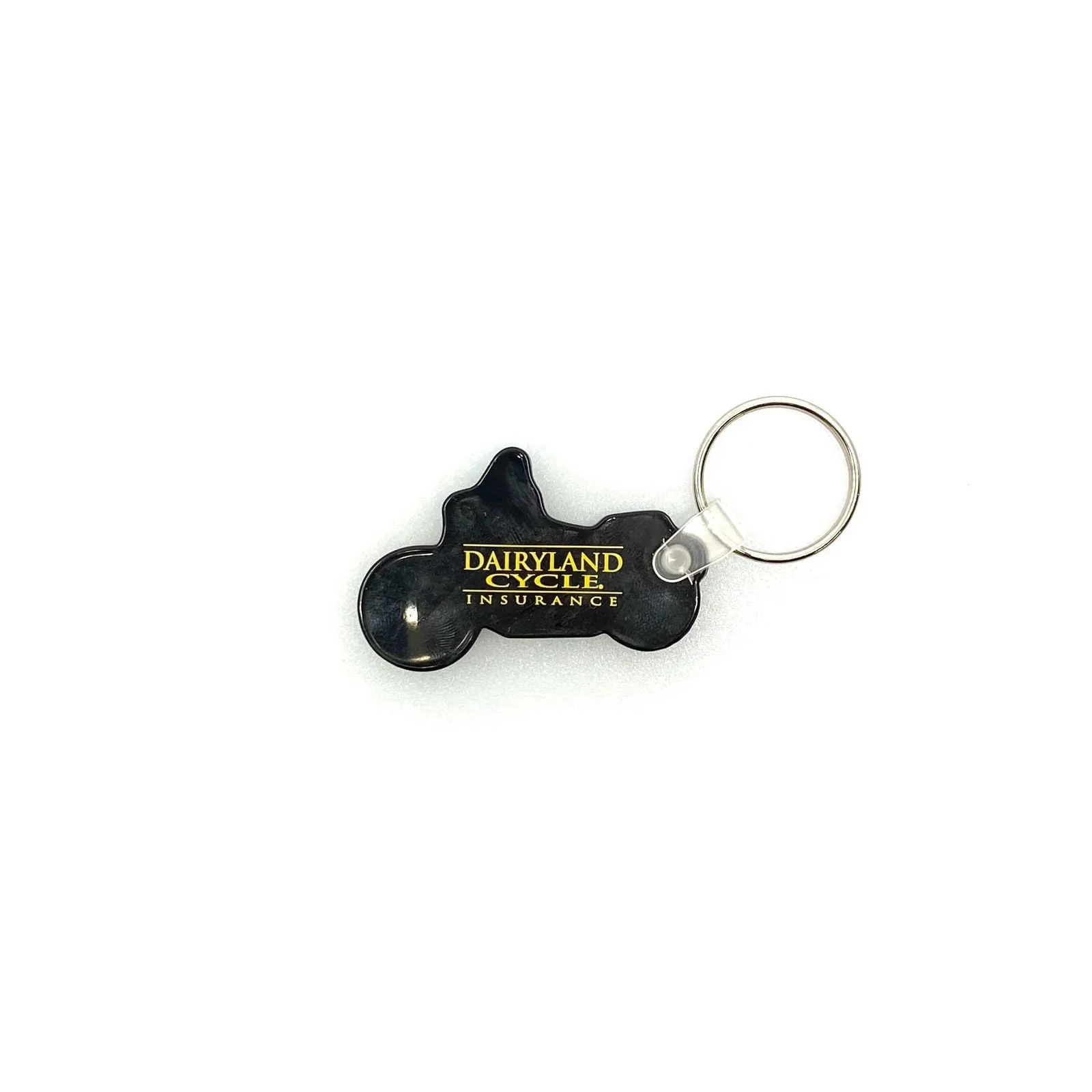 Dairyland Cycle Insurance Souvenir Keychain Key Ring Motorcycle Black Rubber