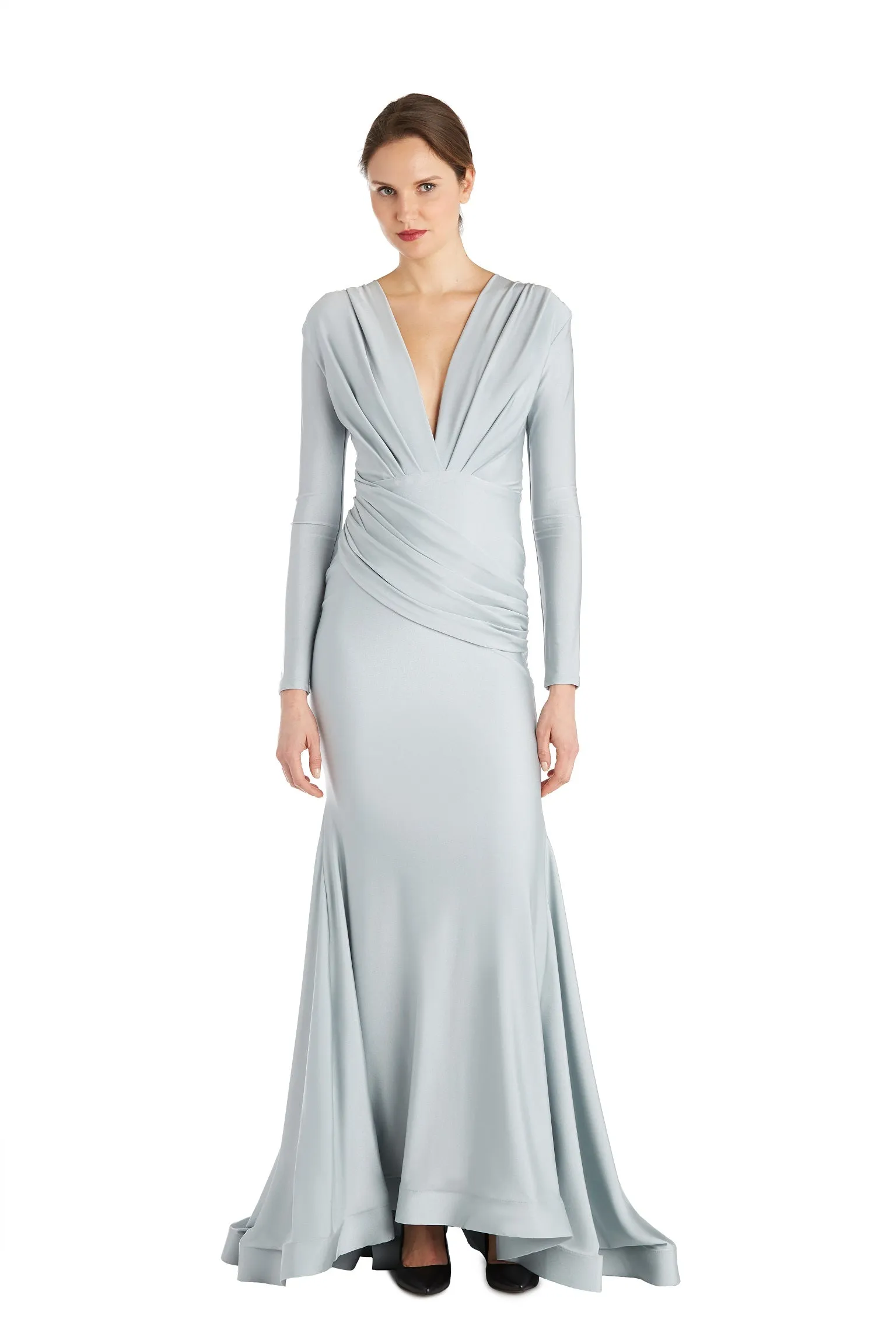 Deep V Long Sleeve Gown