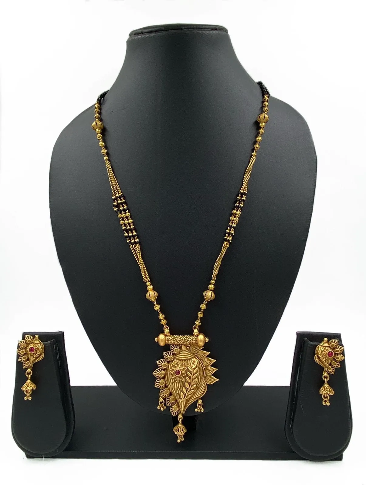 Designer Gold Plated Long Antique Mangalsutra Set For Ladies By Gehna Shop