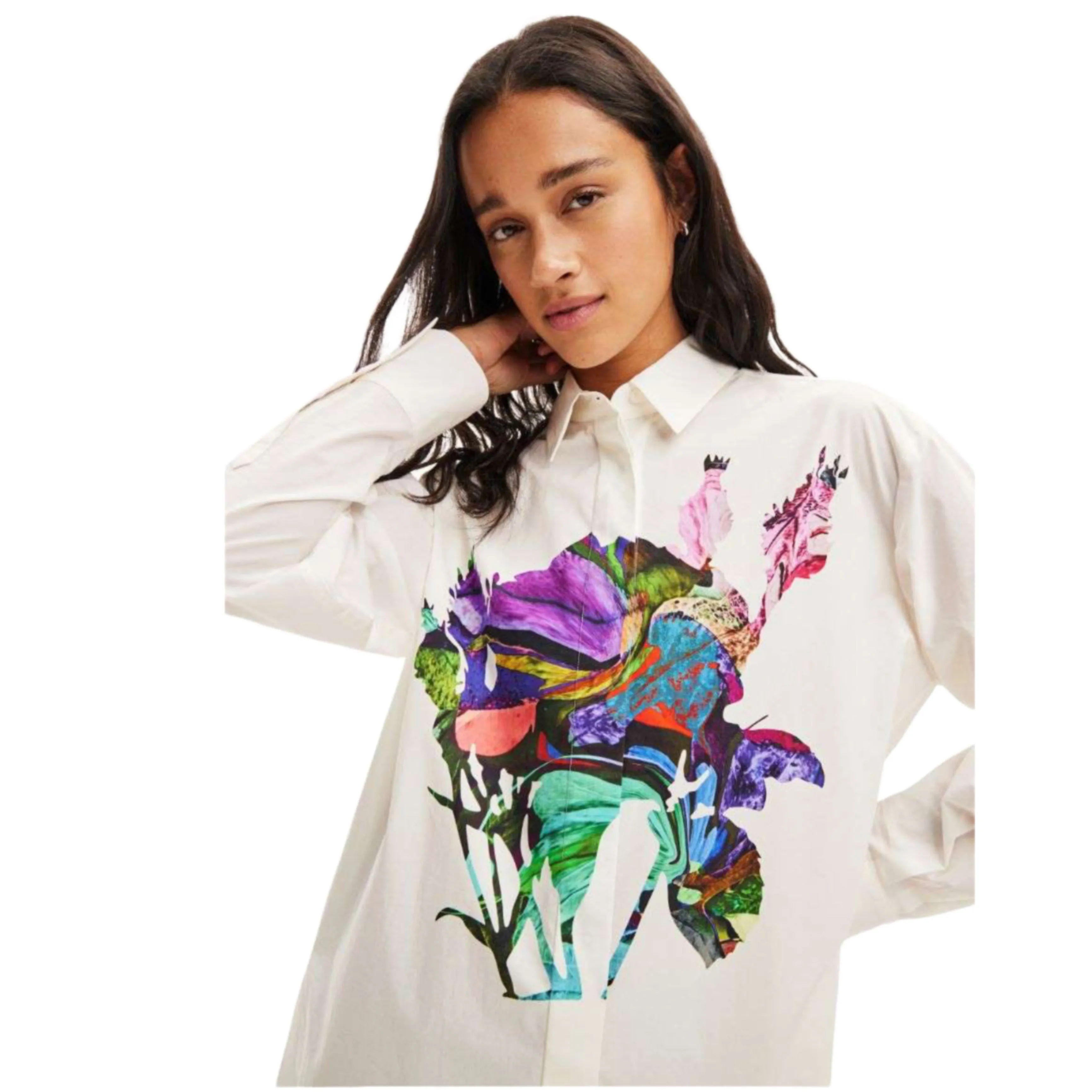 DESIGUAL ROSE OVERSIZED SHIRT