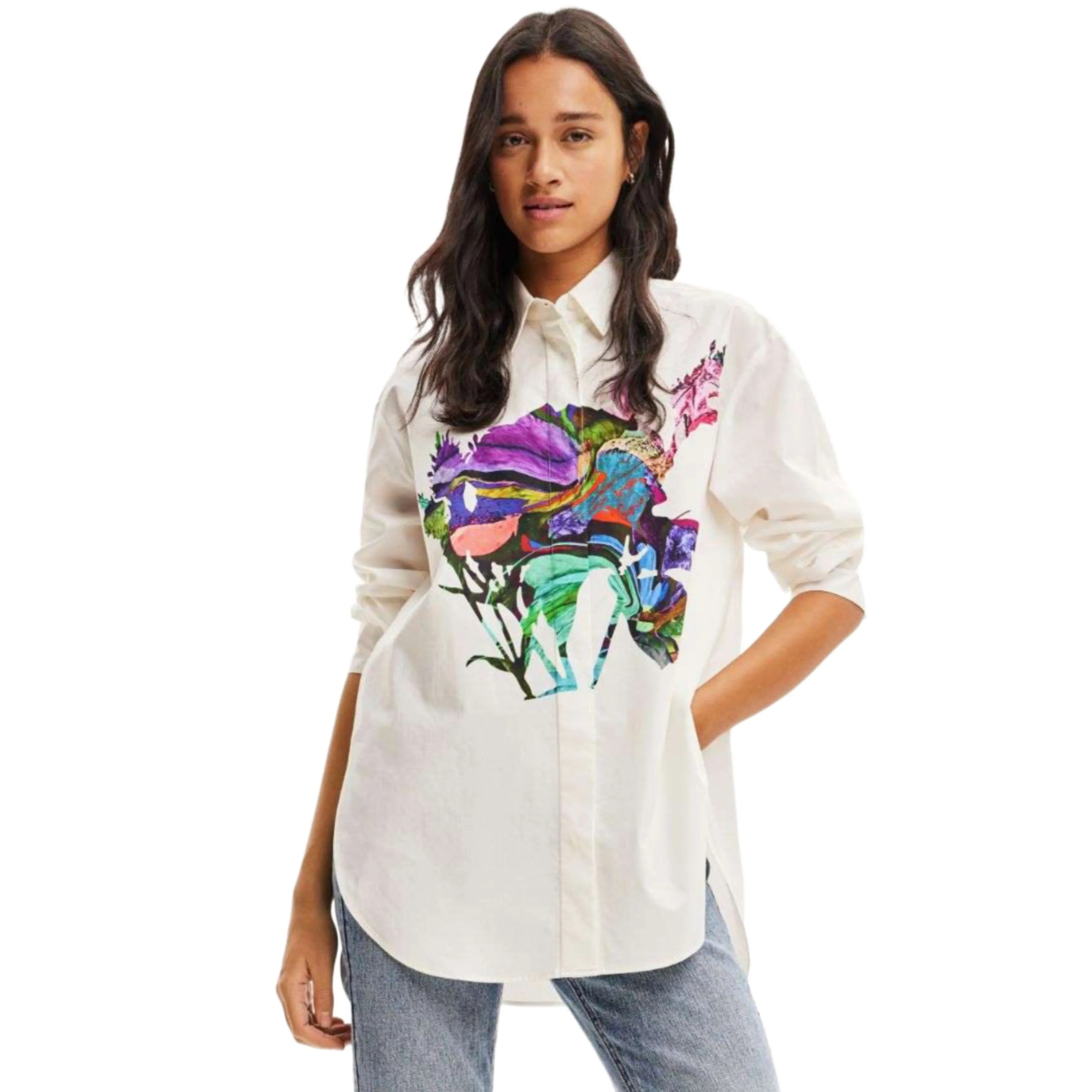 DESIGUAL ROSE OVERSIZED SHIRT