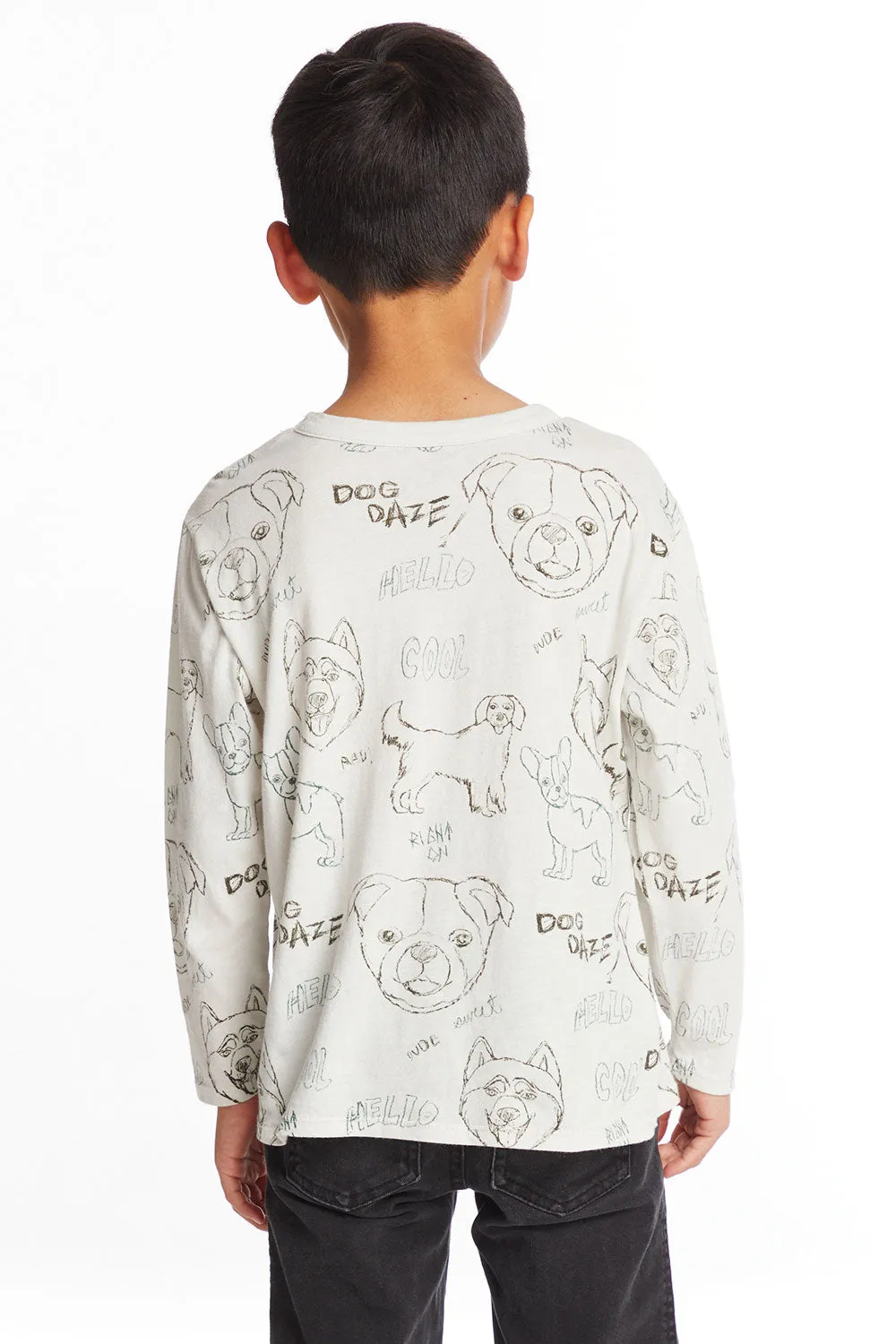 Dog Sketchpad Boys Charity Long Sleeve Crew Neck Tee