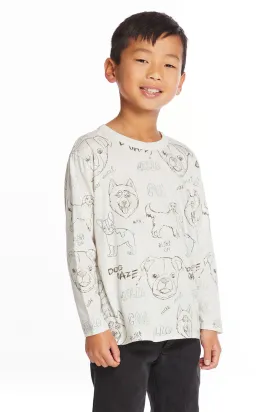 Dog Sketchpad Boys Charity Long Sleeve Crew Neck Tee