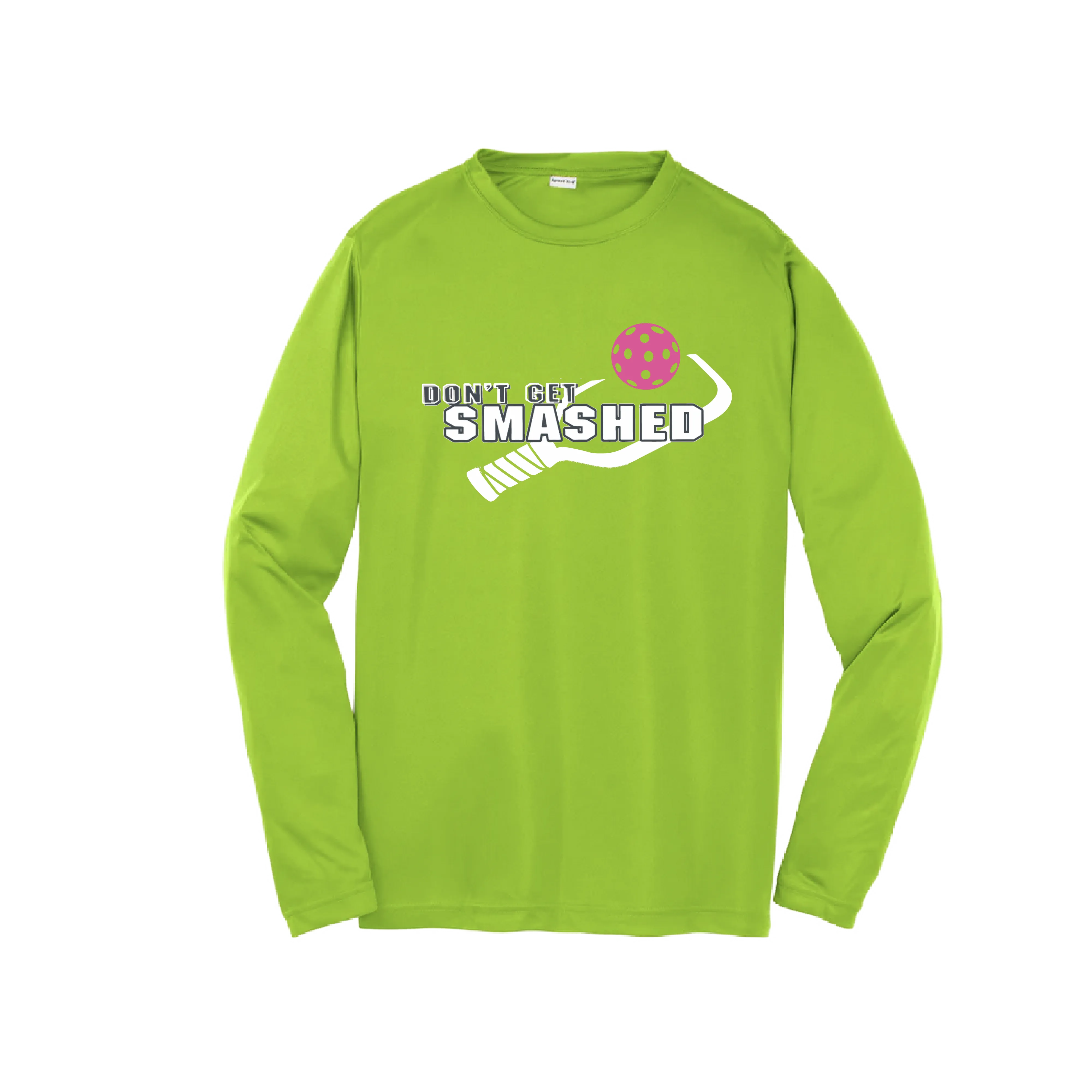 Don't Get Smashed (Cyan Orange Pink Pickleball Colors) | Youth Long Sleeve Athletic Shirt | 100% Polyester