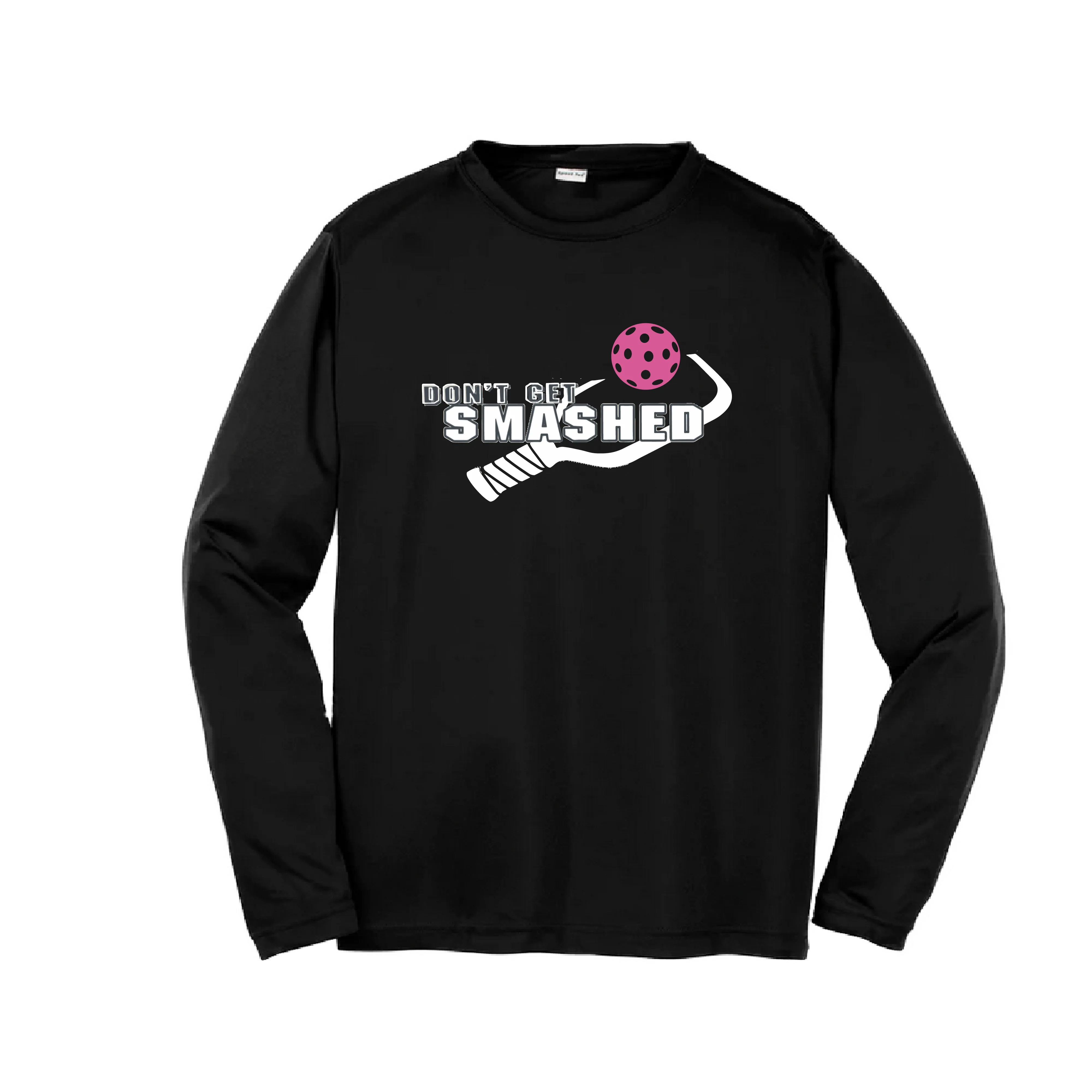 Don't Get Smashed (Cyan Orange Pink Pickleball Colors) | Youth Long Sleeve Athletic Shirt | 100% Polyester