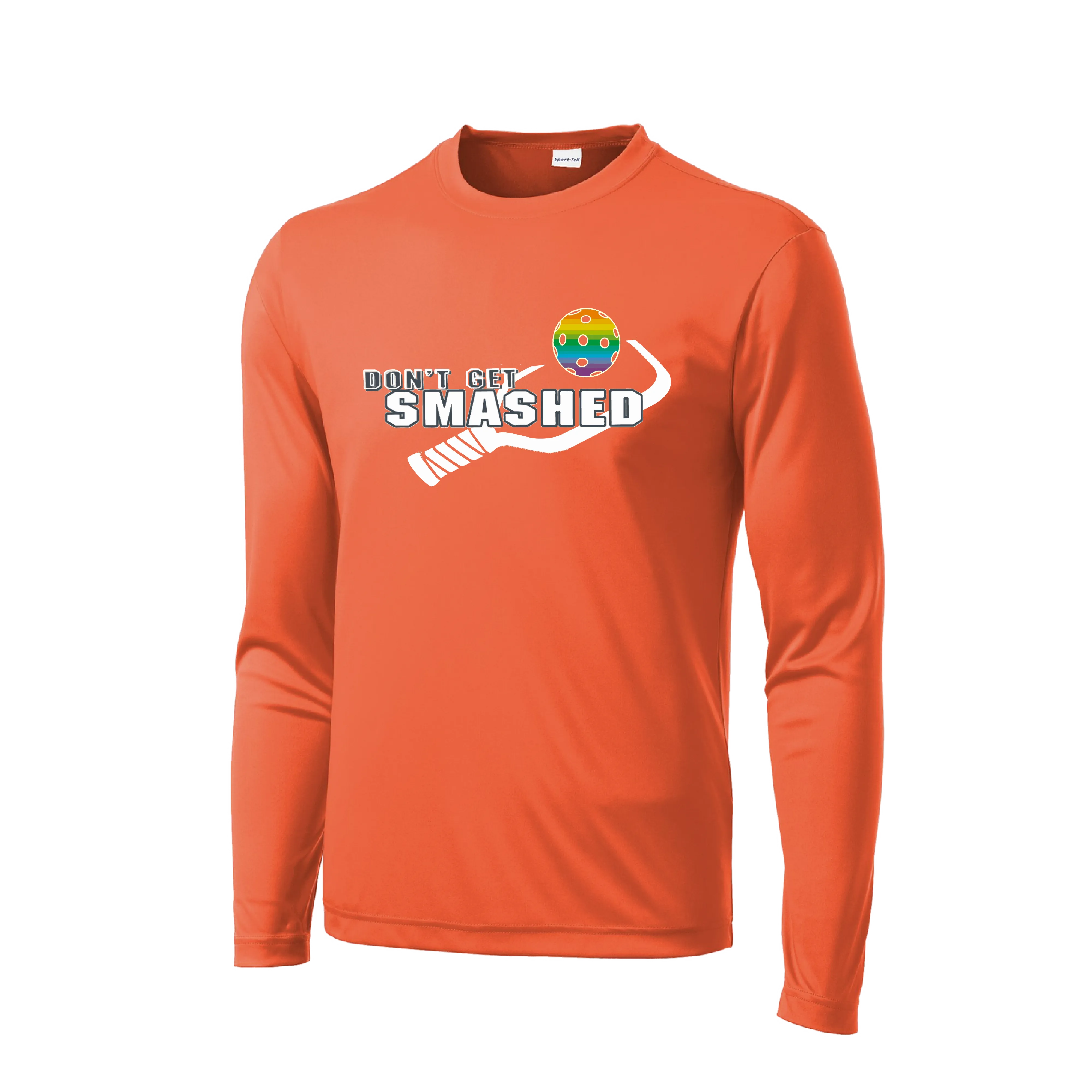 Don't Get Smashed With Pickleballs (Rainbow Green Red) Customizable | Men's Long Sleeve Athletic Shirt | 100% Polyester